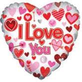 17 inch I Love You White with Red & Pink Hearts Foil Balloon 81